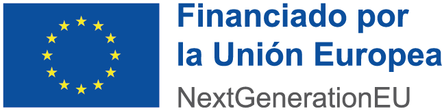 Logotipo de la Unión Europea que indica financiación a través de NextGenerationEU, con estrellas amarillas sobre fondo azul y texto en español.